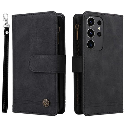 For Samsung Galaxy S24 Ultra Case Zipper Pocket Flip Leather Protective Phone Cover