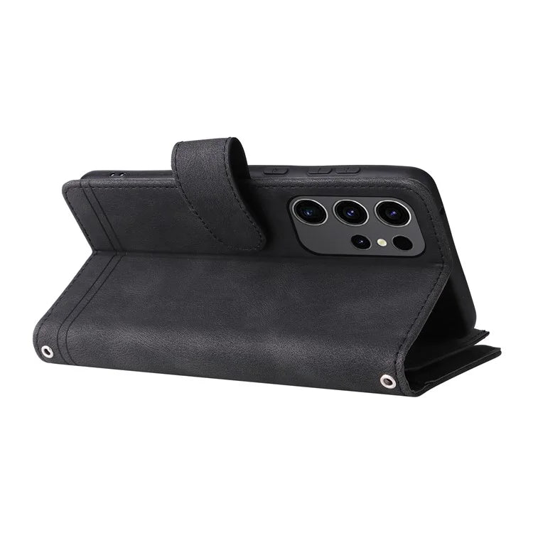For Samsung Galaxy S24 Ultra Case Zipper Pocket Flip Leather Protective Phone Cover