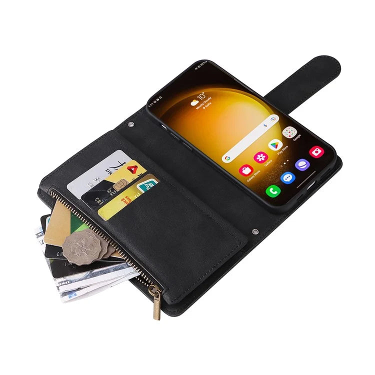 For Samsung Galaxy S24 Ultra Case Zipper Pocket Flip Leather Protective Phone Cover