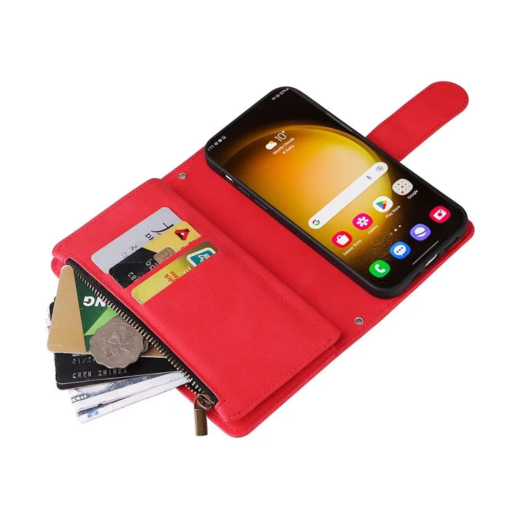 For Samsung Galaxy S24 Ultra Case Zipper Pocket Flip Leather Protective Phone Cover