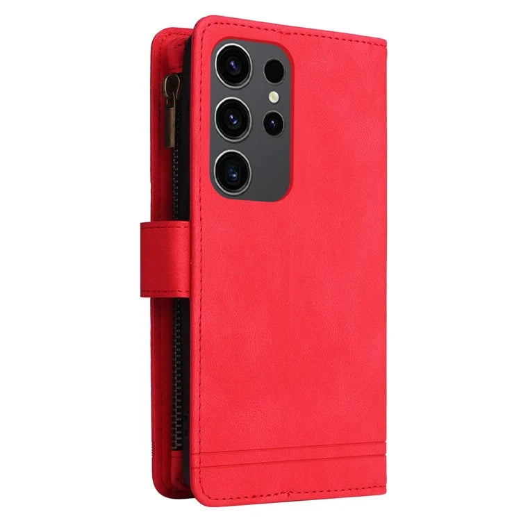 For Samsung Galaxy S24 Ultra Case Zipper Pocket Flip Leather Protective Phone Cover