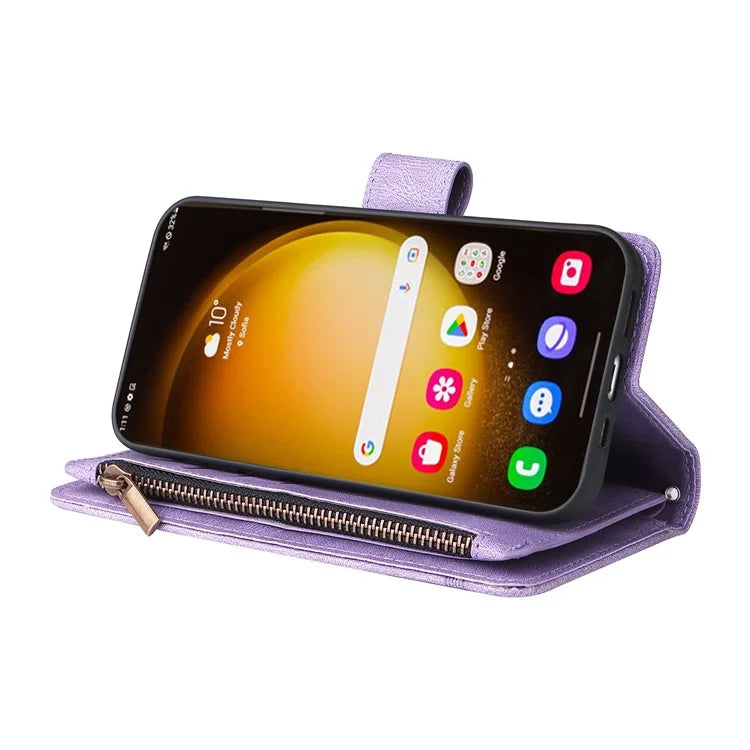 For Samsung Galaxy S24 Ultra Case Zipper Pocket Flip Leather Protective Phone Cover