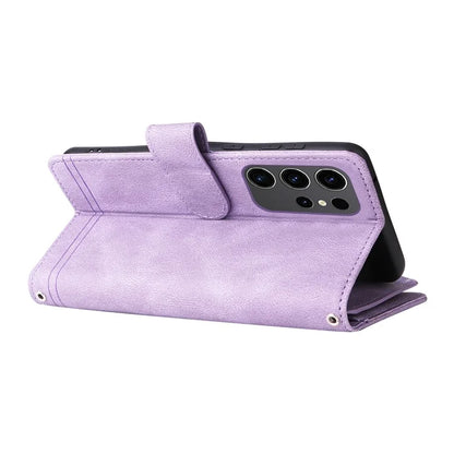 For Samsung Galaxy S24 Ultra Case Zipper Pocket Flip Leather Protective Phone Cover