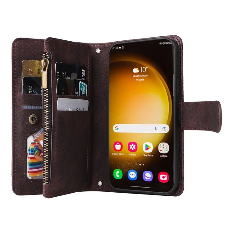For Samsung Galaxy S24 Ultra Case Zipper Pocket Flip Leather Protective Phone Cover