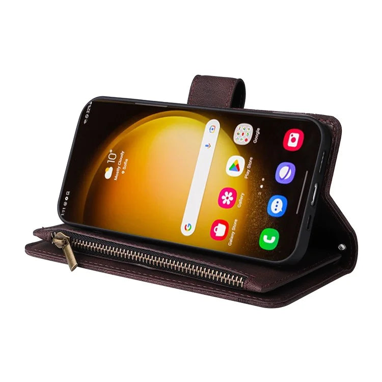 For Samsung Galaxy S24 Ultra Case Zipper Pocket Flip Leather Protective Phone Cover