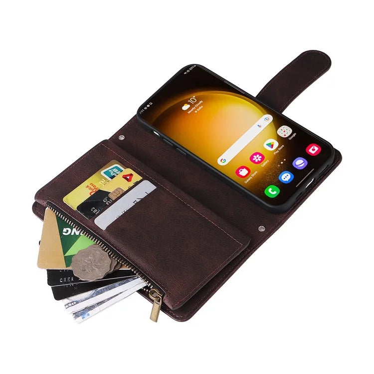 For Samsung Galaxy S24 Ultra Case Zipper Pocket Flip Leather Protective Phone Cover