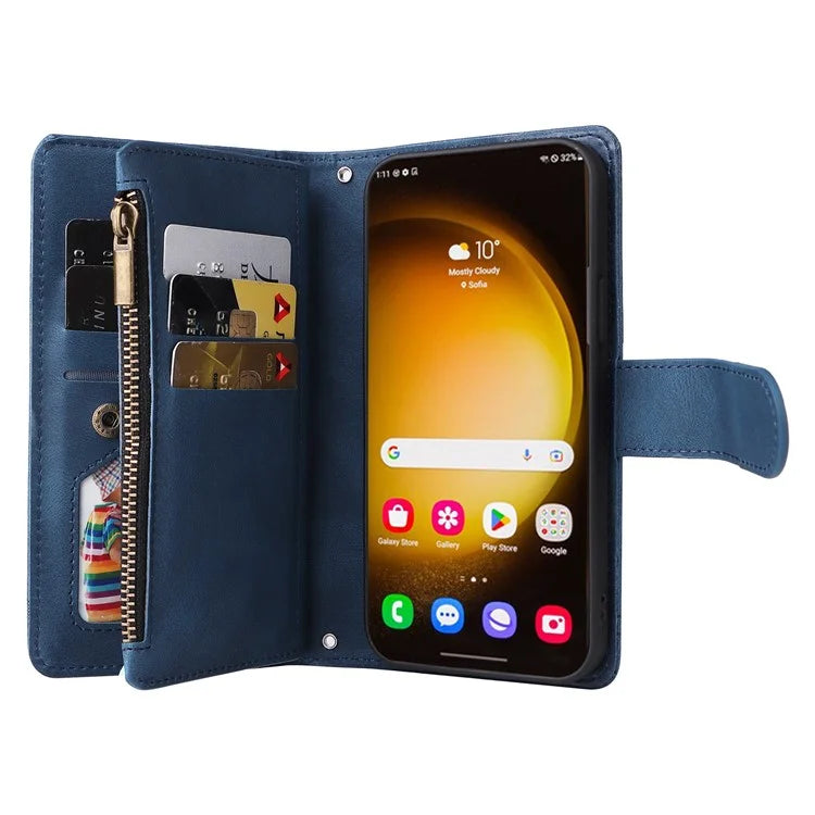 For Samsung Galaxy S24 Ultra Case Zipper Pocket Flip Leather Protective Phone Cover