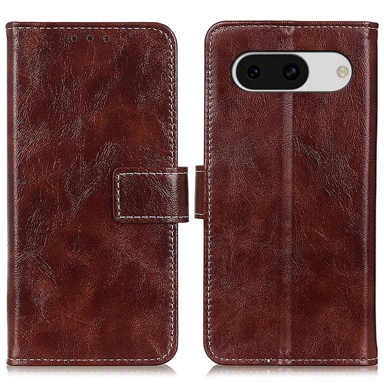 For Google Pixel 8a Case Crazy Horse Texture PU Leather Wallet Stand Cover