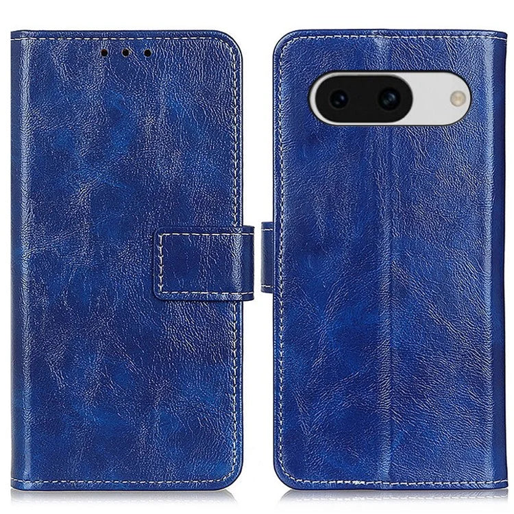 For Google Pixel 8a Case Crazy Horse Texture PU Leather Wallet Stand Cover