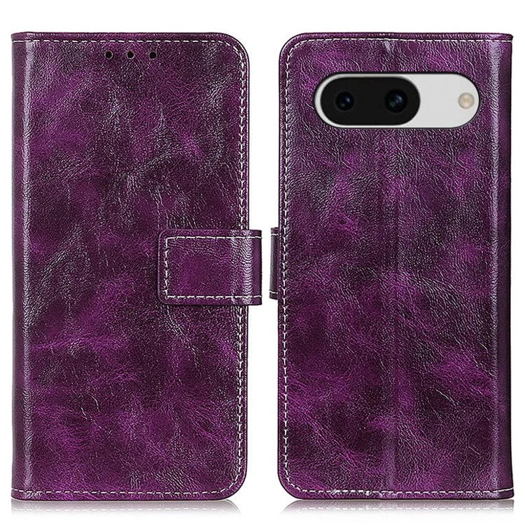 For Google Pixel 8a Case Crazy Horse Texture PU Leather Wallet Stand Cover