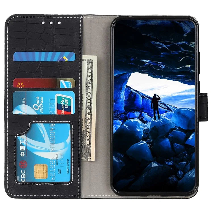 For Google Pixel 8a Case Crocodile Texture Phone Cover with Wallet Stand
