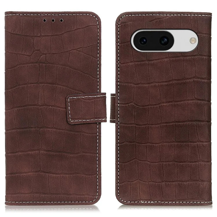 For Google Pixel 8a Case Crocodile Texture Phone Cover with Wallet Stand