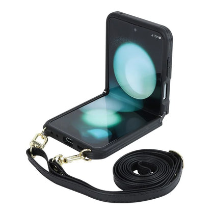 For Samsung Galaxy Z Flip5 5G Case R20 Texture Leather + PC Magnetic Phone Cover