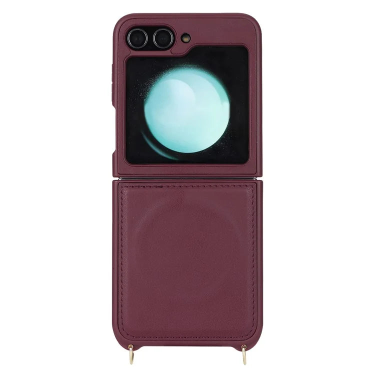 For Samsung Galaxy Z Flip5 5G Case R20 Texture Leather + PC Magnetic Phone Cover
