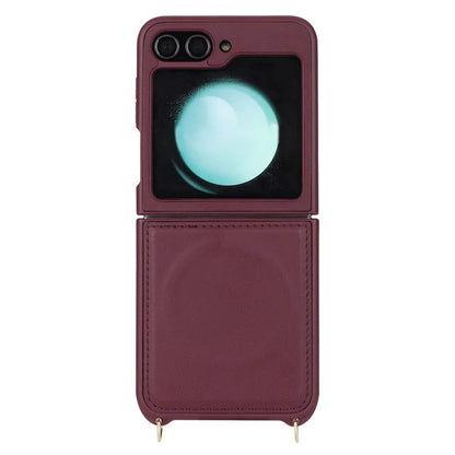 For Samsung Galaxy Z Flip5 5G Case R20 Texture Leather + PC Magnetic Phone Cover