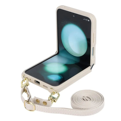 For Samsung Galaxy Z Flip5 5G Case R20 Texture Leather + PC Magnetic Phone Cover