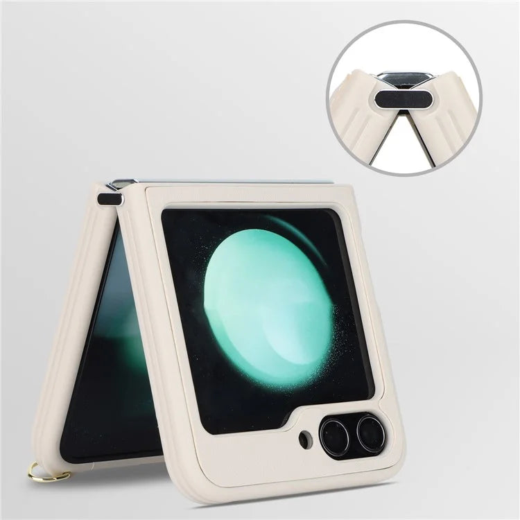 For Samsung Galaxy Z Flip5 5G Case R20 Texture Leather + PC Magnetic Phone Cover