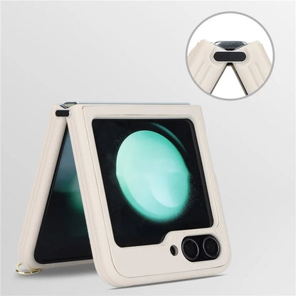 For Samsung Galaxy Z Flip5 5G Case R20 Texture Leather + PC Magnetic Phone Cover