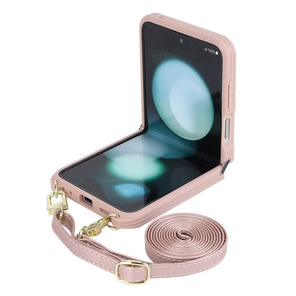 For Samsung Galaxy Z Flip5 5G Case R20 Texture Leather + PC Magnetic Phone Cover