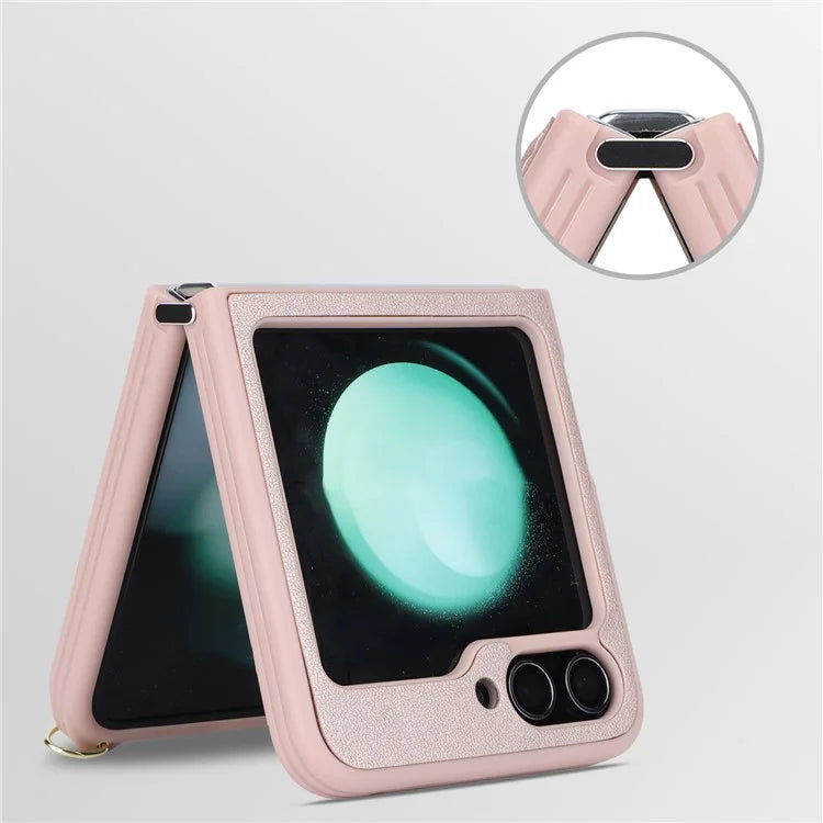 For Samsung Galaxy Z Flip5 5G Case R20 Texture Leather + PC Magnetic Phone Cover
