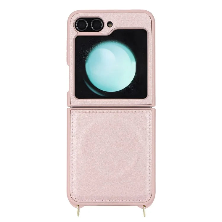 For Samsung Galaxy Z Flip5 5G Case R20 Texture Leather + PC Magnetic Phone Cover