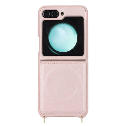 For Samsung Galaxy Z Flip5 5G Case R20 Texture Leather + PC Magnetic Phone Cover