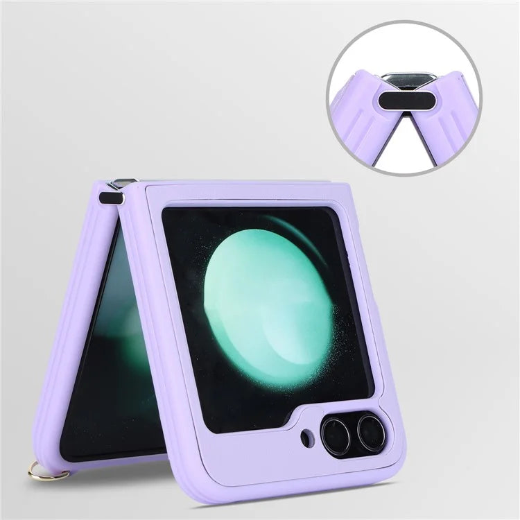 For Samsung Galaxy Z Flip5 5G Case R20 Texture Leather + PC Magnetic Phone Cover