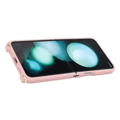 For Samsung Galaxy Z Flip5 5G Case Ring Kickstand R20 Texture Leather + PC Back Cover