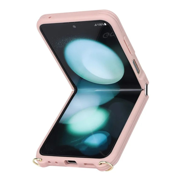 For Samsung Galaxy Z Flip5 5G Case Ring Kickstand R20 Texture Leather + PC Back Cover