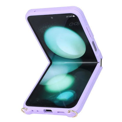 For Samsung Galaxy Z Flip5 5G Case Ring Kickstand R20 Texture Leather + PC Back Cover