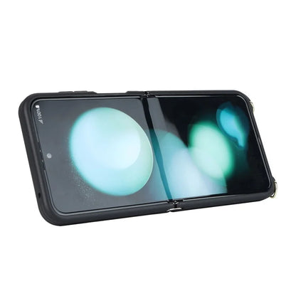 For Samsung Galaxy Z Flip5 5G Case R20 Texture Leather + PC Kickstand Cover