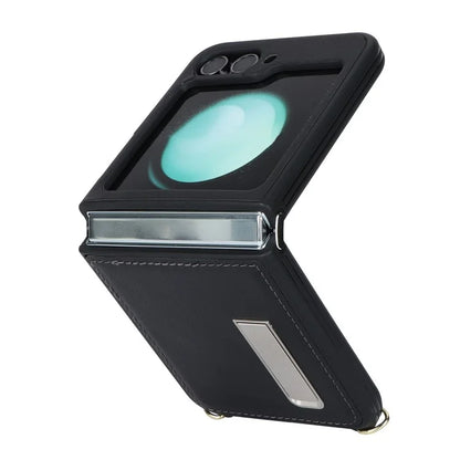 For Samsung Galaxy Z Flip5 5G Case R20 Texture Leather + PC Kickstand Cover