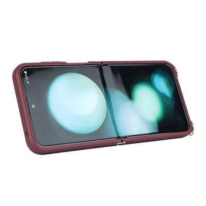 For Samsung Galaxy Z Flip5 5G Case R20 Texture Leather + PC Kickstand Cover