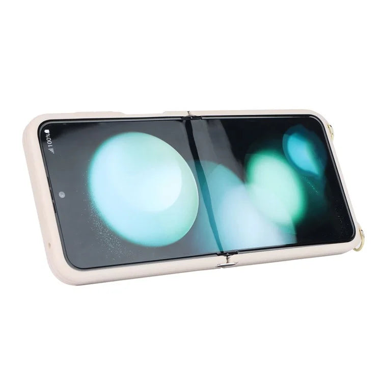 For Samsung Galaxy Z Flip5 5G Case R20 Texture Leather + PC Kickstand Cover
