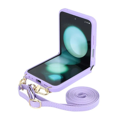 For Samsung Galaxy Z Flip5 5G Case R20 Texture Leather + PC Kickstand Cover