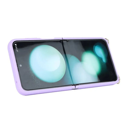 For Samsung Galaxy Z Flip5 5G Case R20 Texture Leather + PC Kickstand Cover