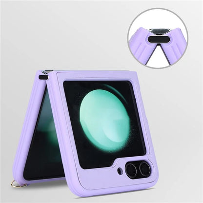 For Samsung Galaxy Z Flip5 5G Case R20 Texture Leather + PC Kickstand Cover