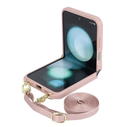 For Samsung Galaxy Z Flip5 5G Case R20 Texture Leather + PC Kickstand Cover