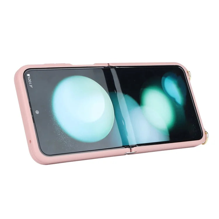 For Samsung Galaxy Z Flip5 5G Case R20 Texture Leather + PC Kickstand Cover