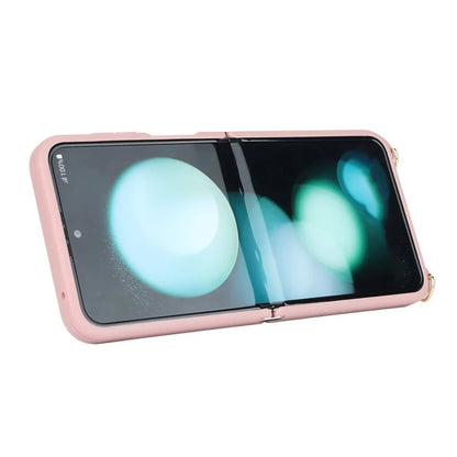 For Samsung Galaxy Z Flip5 5G Case R20 Texture Leather + PC Kickstand Cover