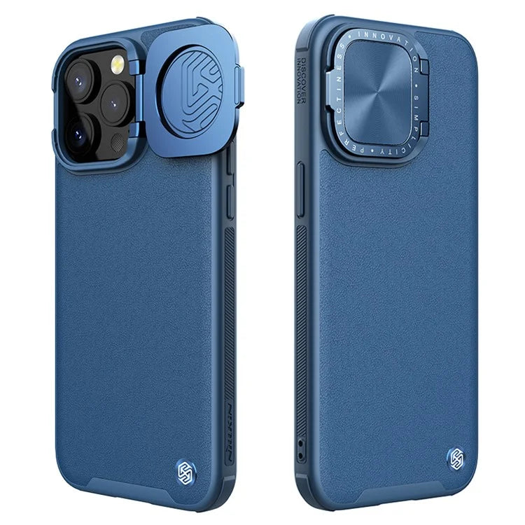 NILLKIN CamShield Prop for iPhone 15 Pro Case Lens Cover PU Leather+PC+TPU Phone Cover