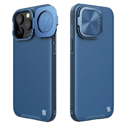 NILLKIN CamShield Prop for iPhone 15 Pro Case Lens Cover PU Leather+PC+TPU Phone Cover
