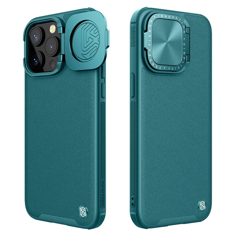 NILLKIN CamShield Prop for iPhone 15 Pro Case Lens Cover PU Leather+PC+TPU Phone Cover