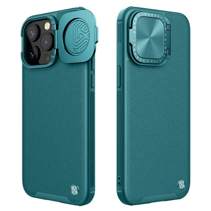 NILLKIN CamShield Prop for iPhone 15 Pro Case Lens Cover PU Leather+PC+TPU Phone Cover