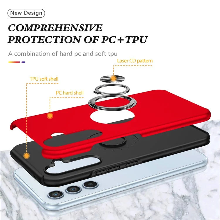 For Samsung Galaxy S23 FE Case Ring Kickstand Phone Back Cover