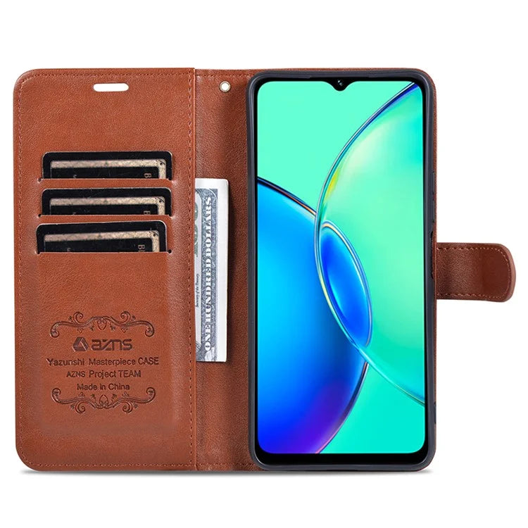 AZNS For vivo Y17s 4G Case Wallet PU Leather Phone Stand Cover