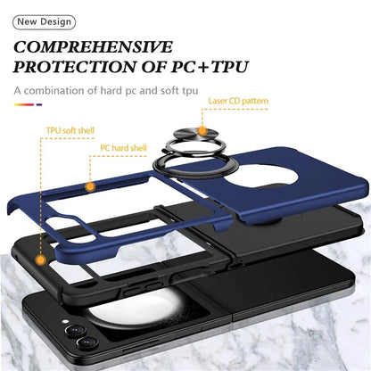 For Samsung Galaxy Z Flip5 5G Case PC+TPU Phone Cover with Ring Kickstand
