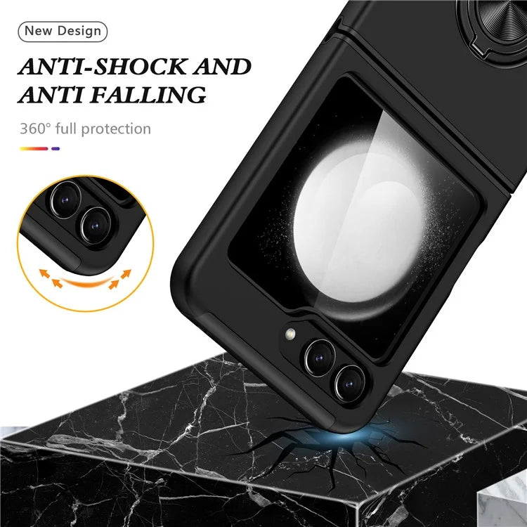 For Samsung Galaxy Z Flip5 5G Case PC+TPU Phone Cover with Ring Kickstand