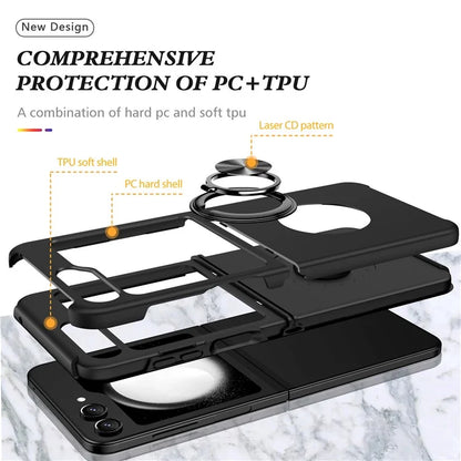 For Samsung Galaxy Z Flip5 5G Case PC+TPU Phone Cover with Ring Kickstand