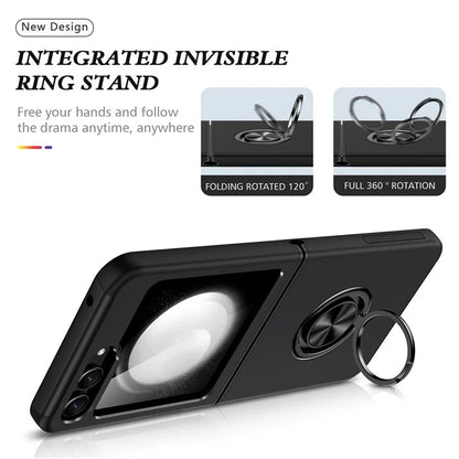 For Samsung Galaxy Z Flip5 5G Case PC+TPU Phone Cover with Ring Kickstand